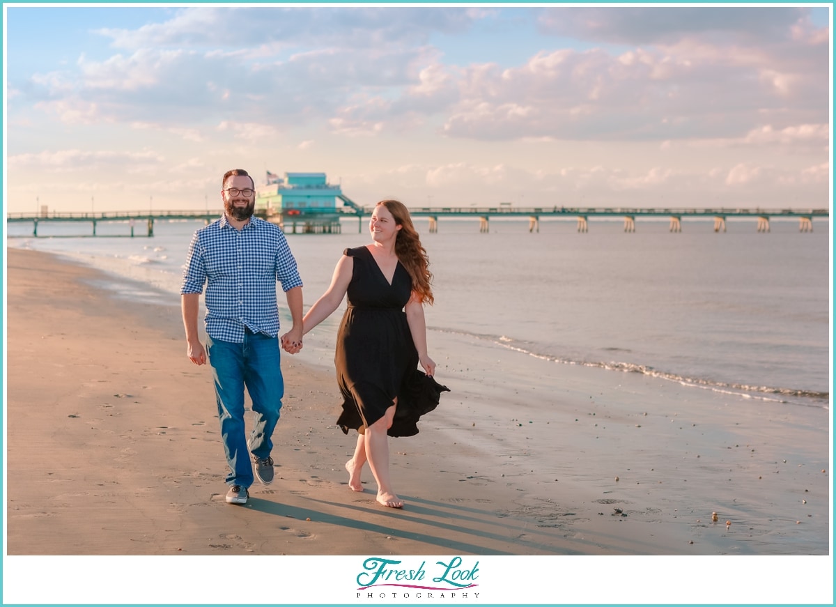 walking together on Norfolk Beach