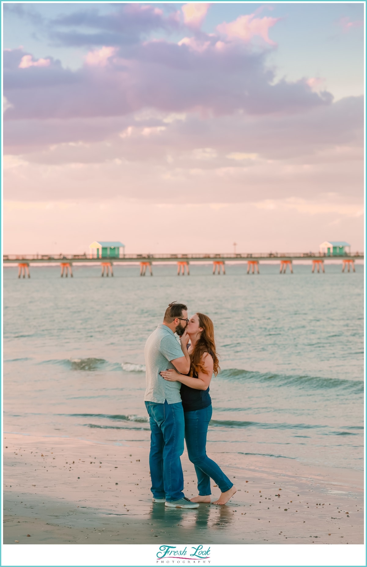 Romantic kiss on the beach