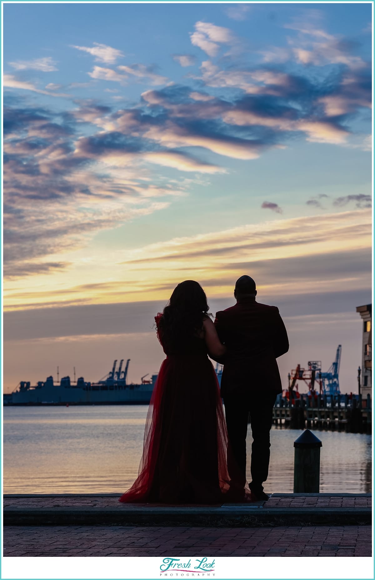 Sunset on the water engagement session