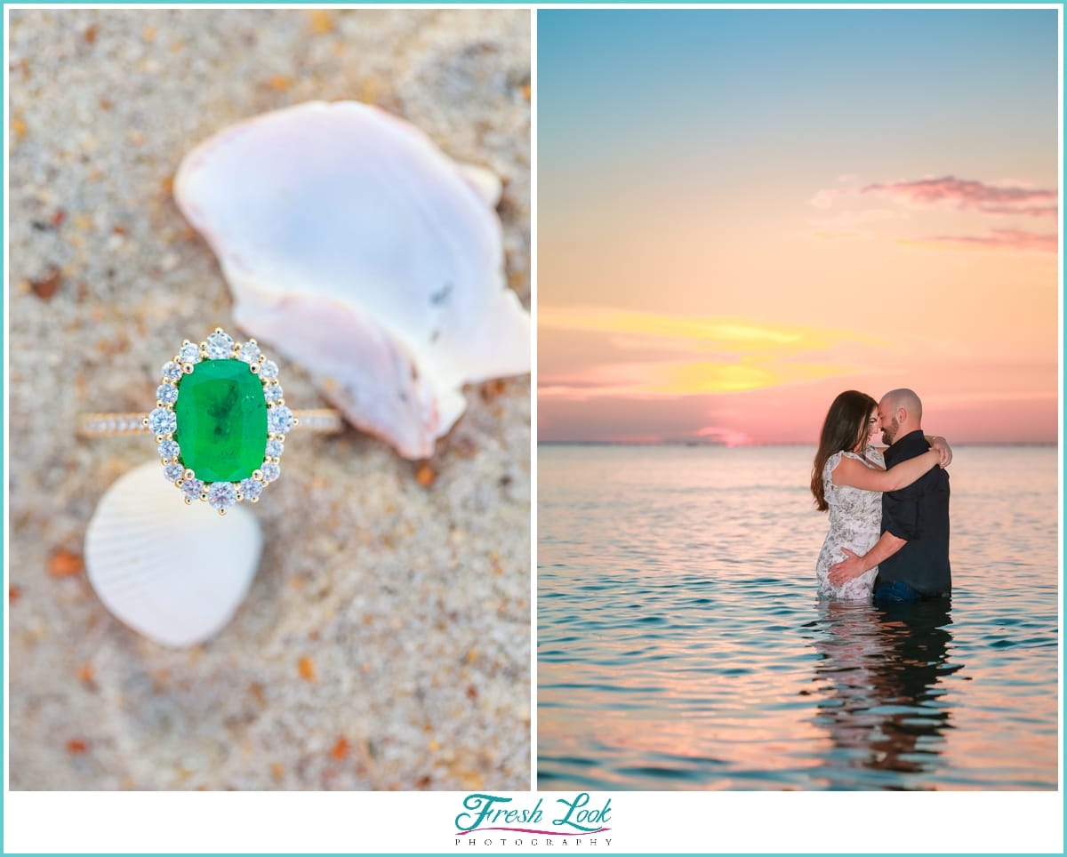 beach sunset engagement session