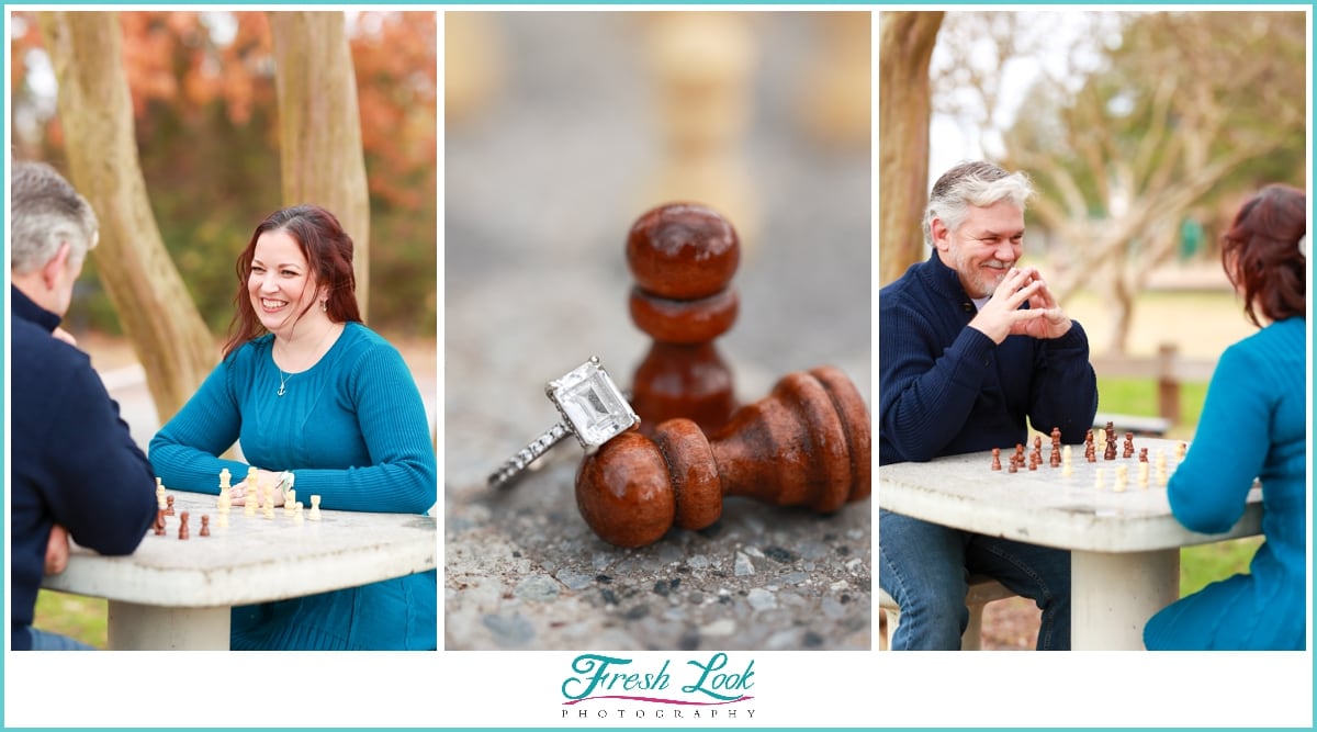chess themed engagement session