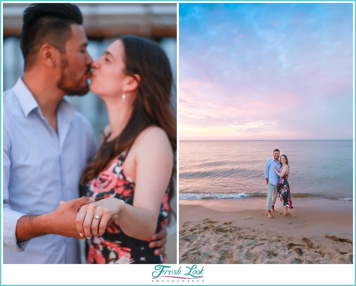 sunset beach engagement session