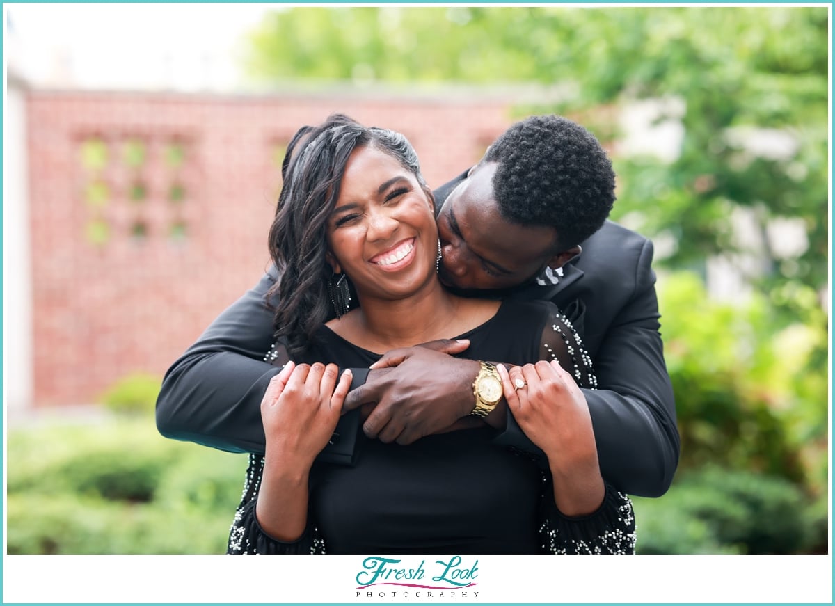 Fun garden engagement photoshoot