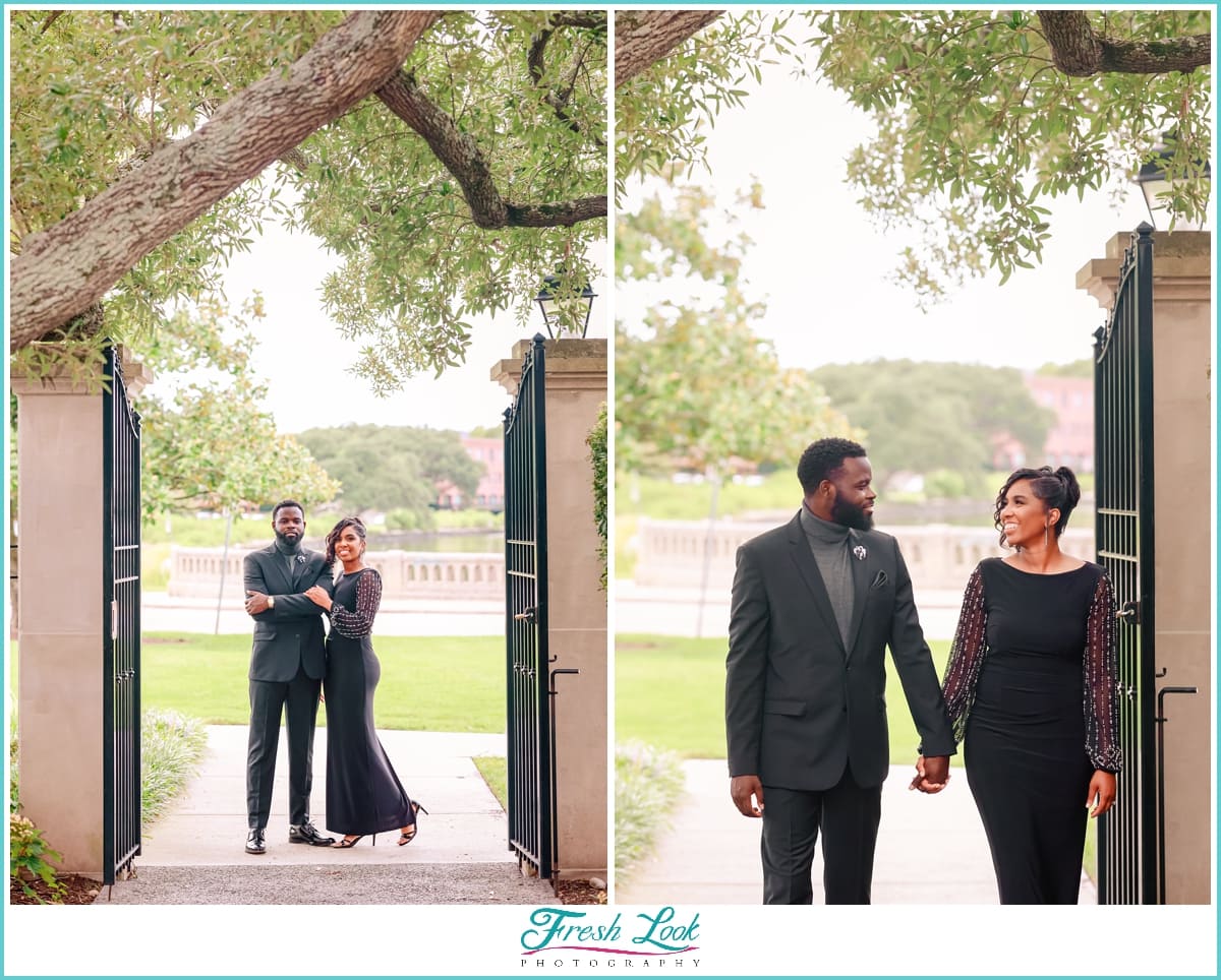 Elegant garden engagement photos