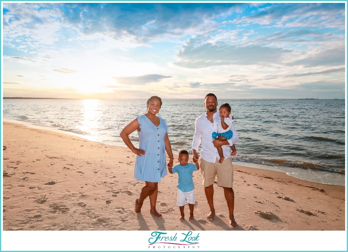 sunset beach family photoshoot