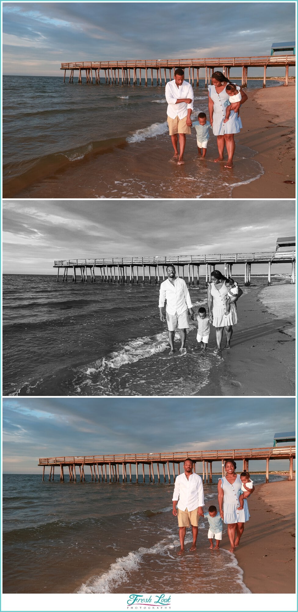 family walking on the beach photos