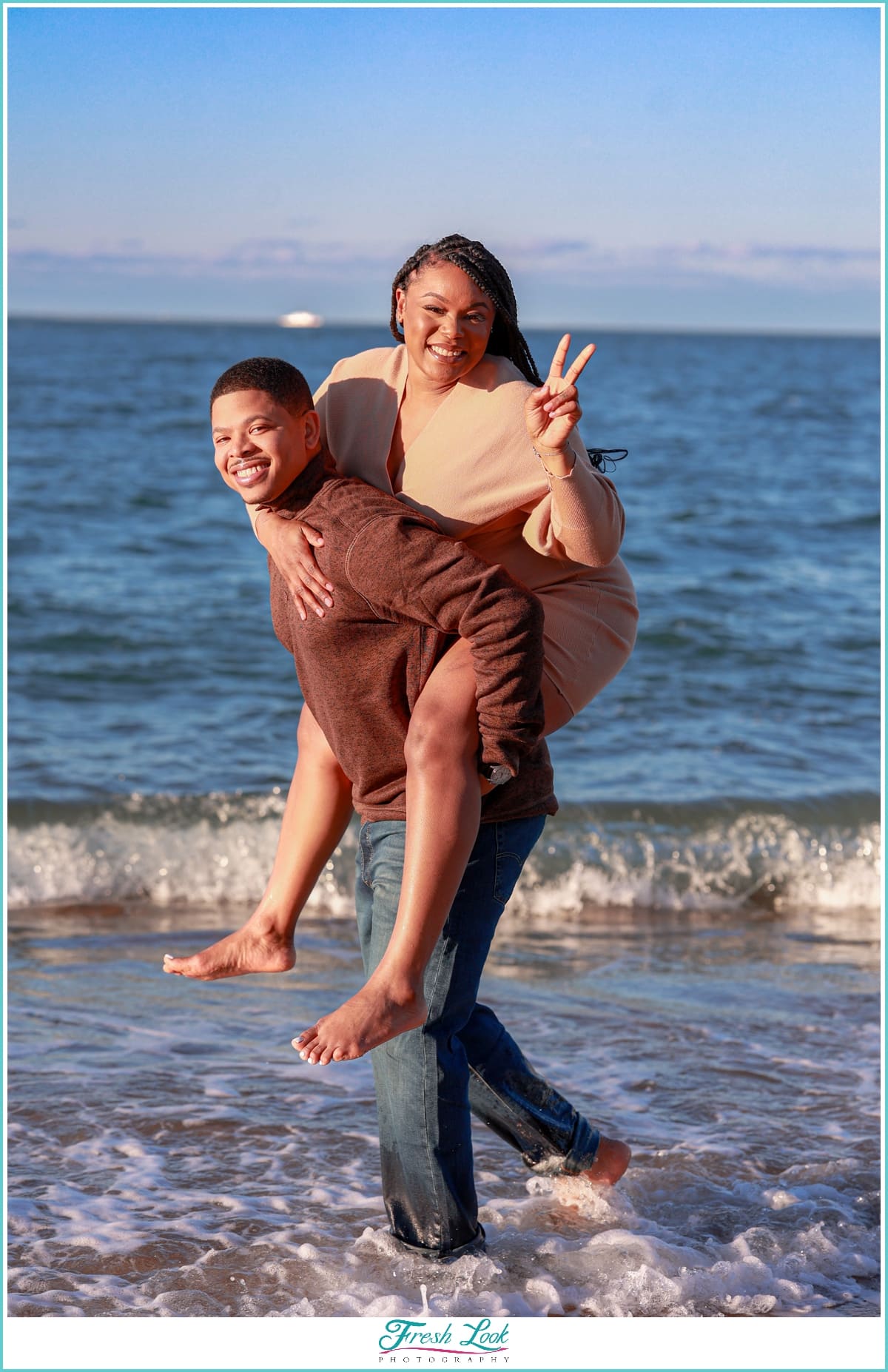 Fun beach engagement photoshoot