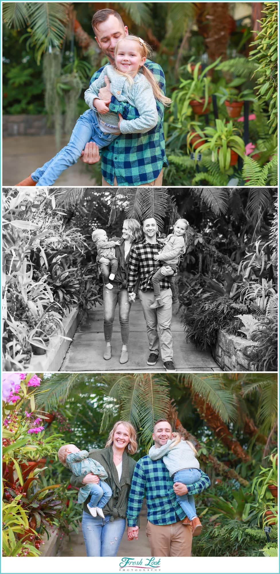Family photos at Norfolk Botanical Gardens
