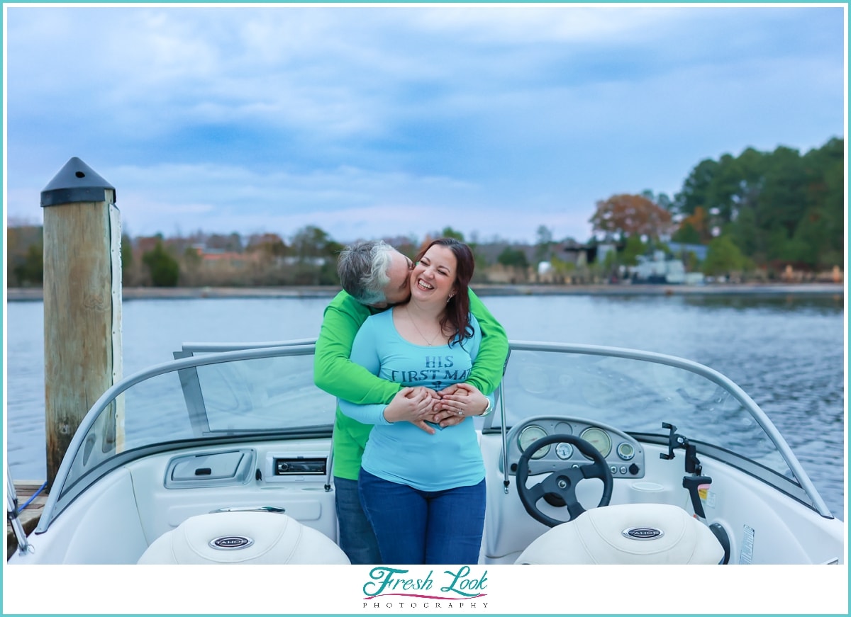 Snuggling together at Engagement Session