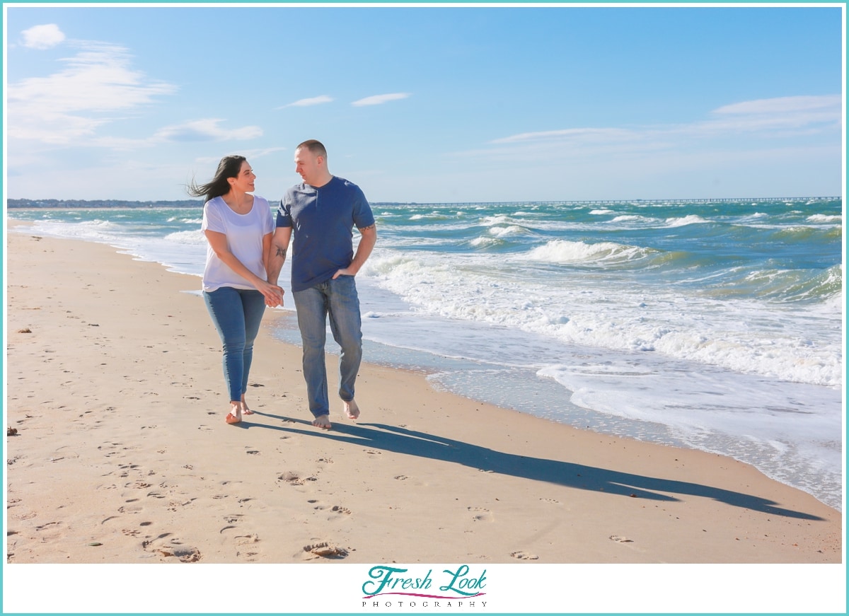 Romantic stroll on the beach