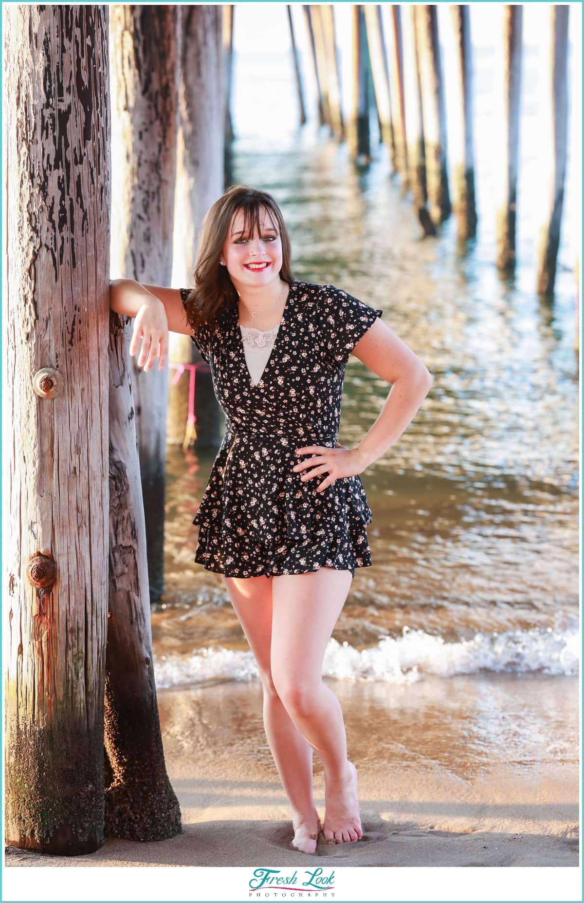 Beach pier high school senior photos