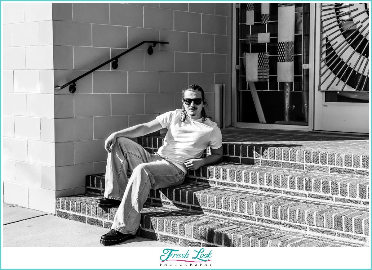 Fresh Look Photography_Neon District Senior Photography_0009 Black and White Senior Photography